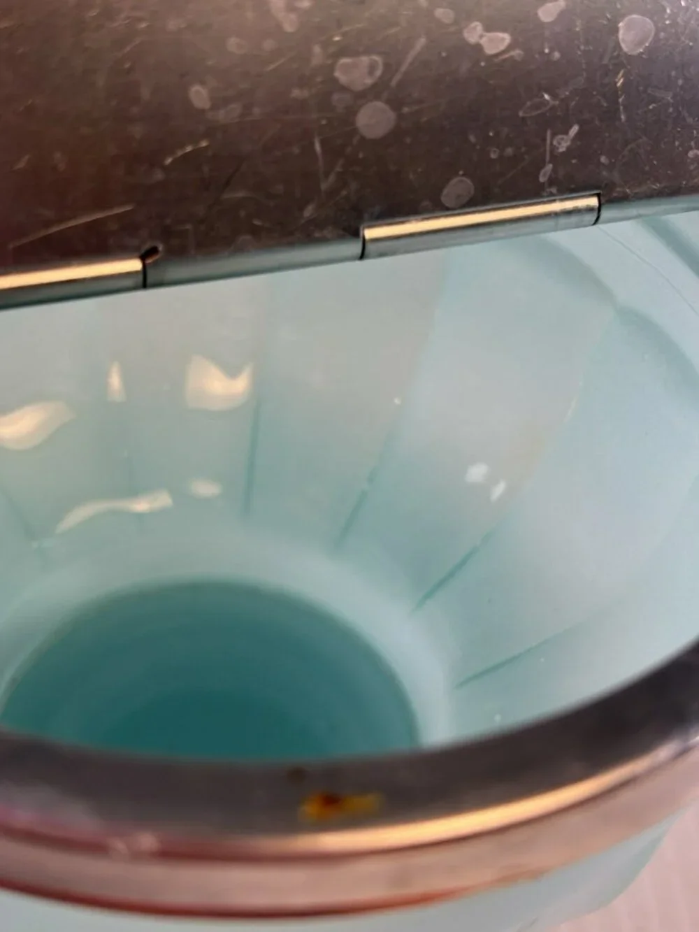 Vintage GEMCO Glass Sugar Bowl Blue Flip -Top Lid  with dipper 1950's